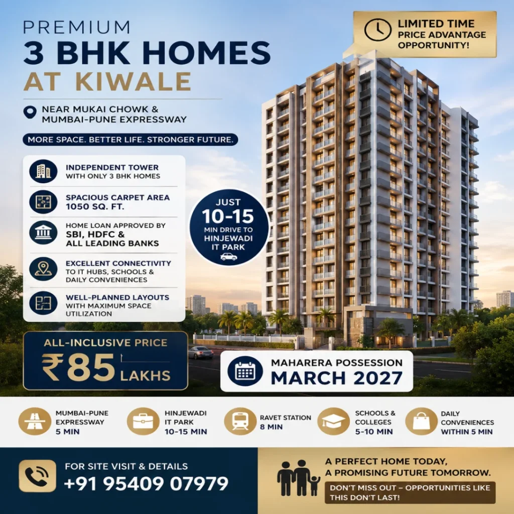 3BHK flat for sale in Kiwale Pune